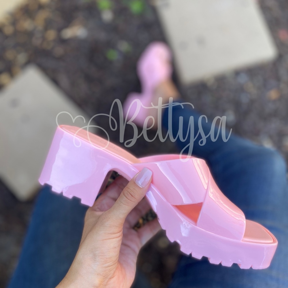 Light pink  Chunky Heel Jelly Sandals